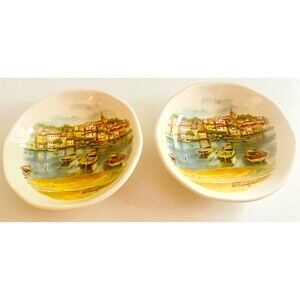 2 Vintage hand painted Effetti signed salad pasta bowls  Italy majolica potter